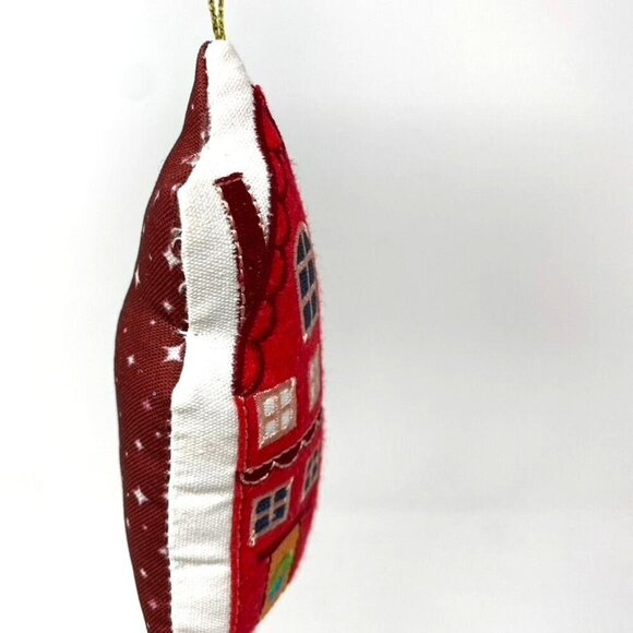 Target Fabric Plush House with Chimney Christmas Tree Ornament Red Wondershop - Picture 6 of 9
